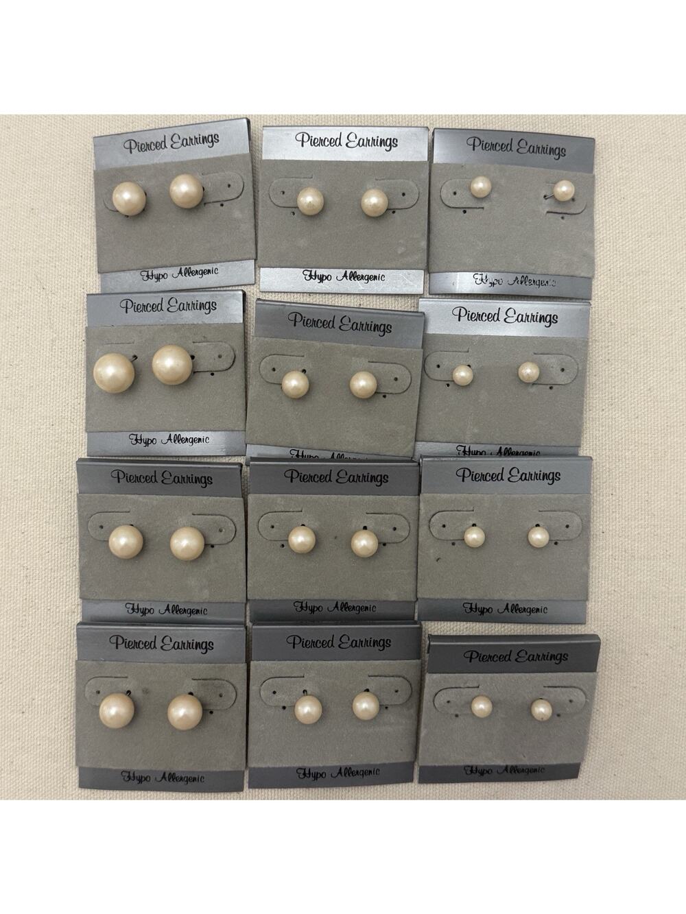 Vintage Faux Pearl Earrings Various Sizes Hypo Allergenic Bundle 12 Pairs